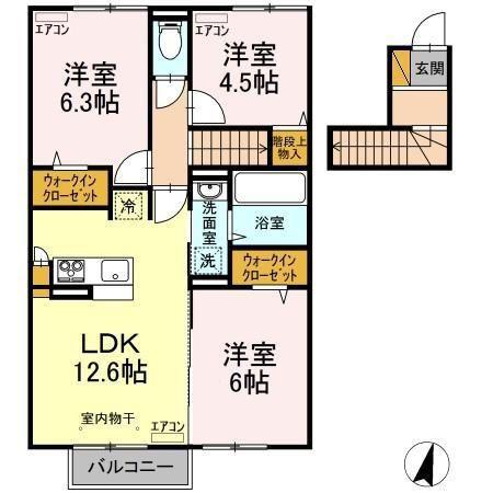 ETUPIRKA(3LDK/2階)の間取り写真