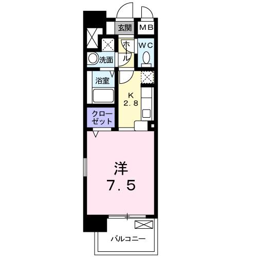 リーフグリーン(ワンルーム/7階)の間取り写真