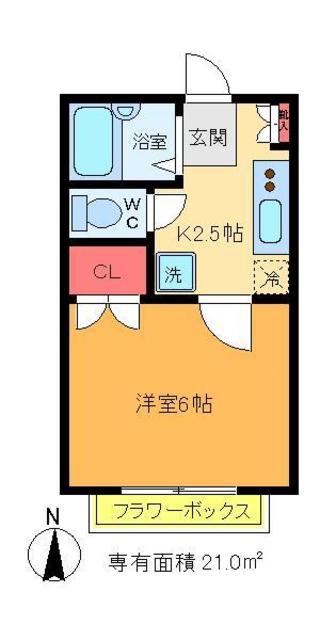 アネシスI・II(1K/1階)の間取り写真