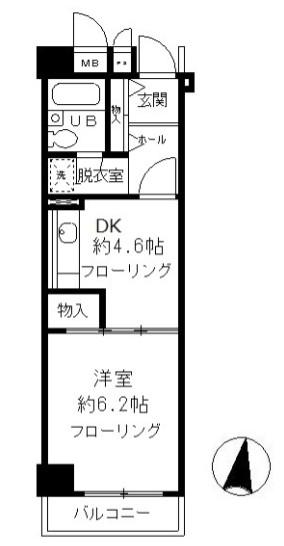 松戸駅前ハイツ(1DK/4階)の間取り写真