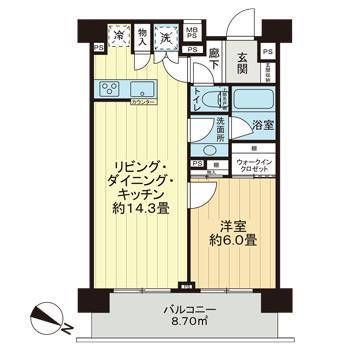 ライオンズクオーレ東京三ノ輪シティゲート(1LDK/12階)の間取り写真