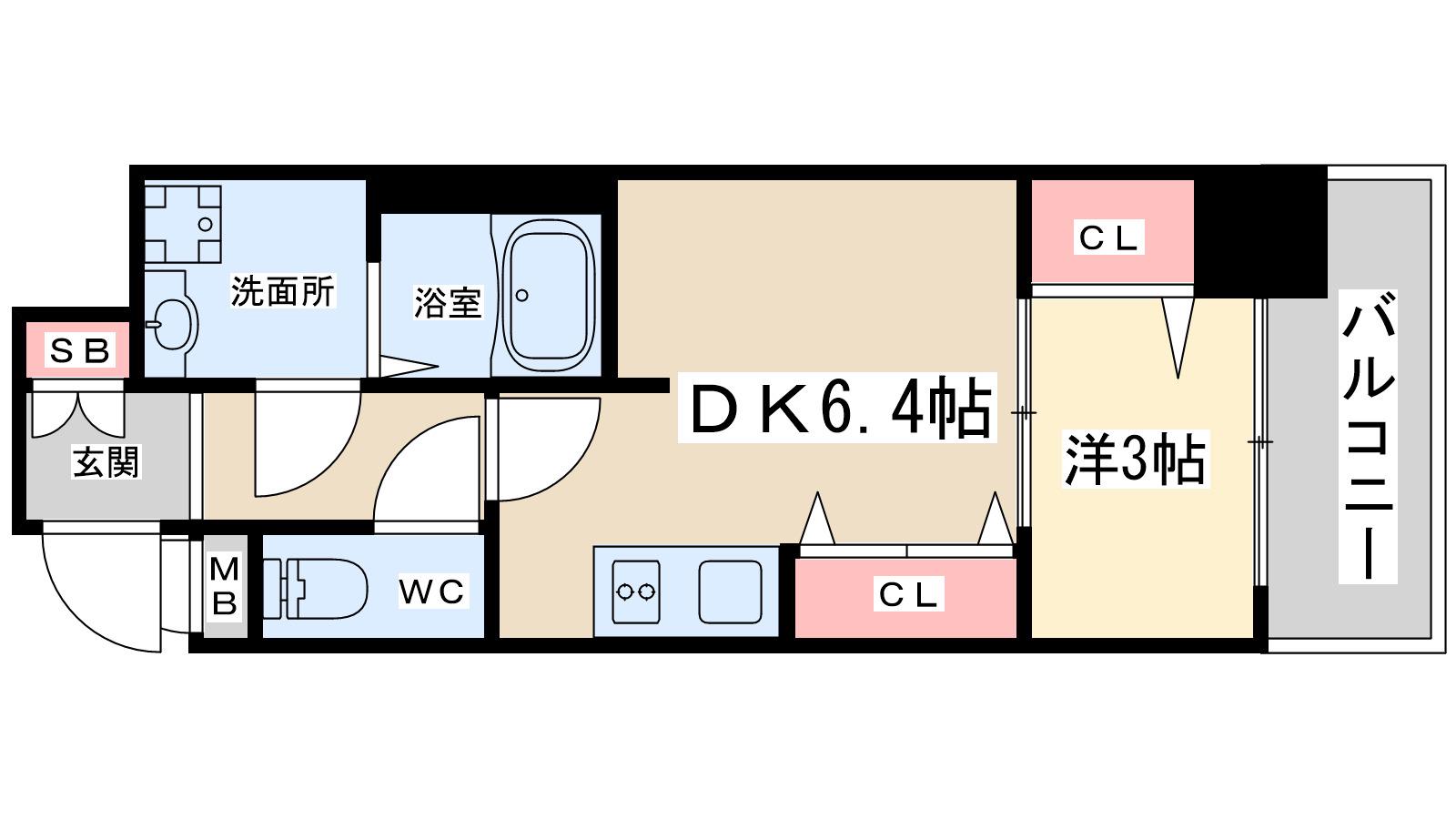 ユーズ八番館(1DK/5階)の間取り写真