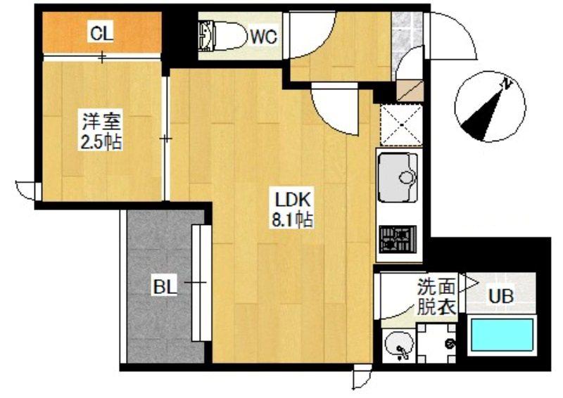 G-SMART 悦陽重陽(1LDK/1階)の間取り写真