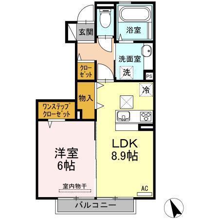 ラ・ヴェスタ(1LDK/1階)の間取り写真