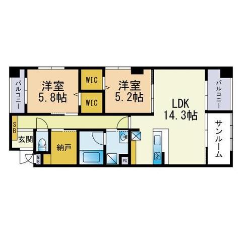 M FLAT(2LDK/2階)の間取り写真