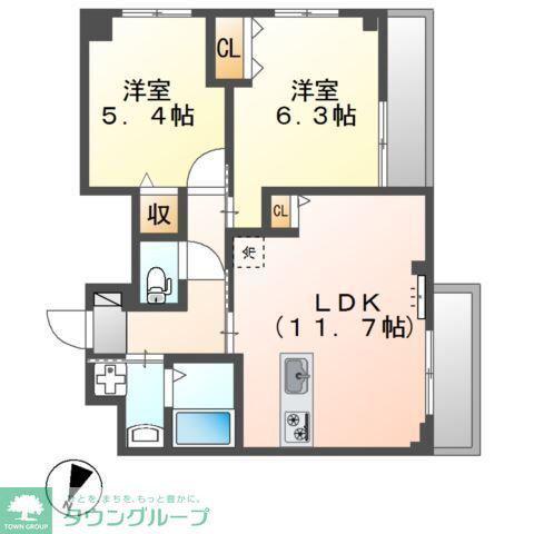 FーBASE イースト II(2LDK/1階)の間取り写真