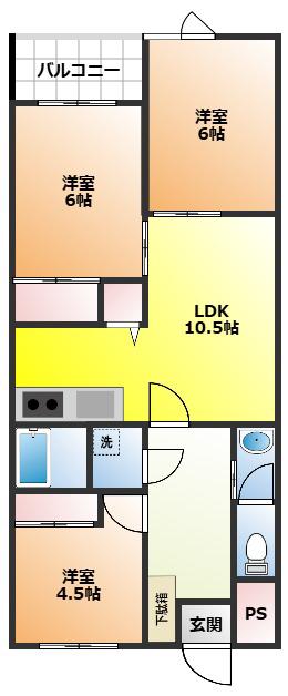 アゼリアコート(3LDK/4階)の間取り写真