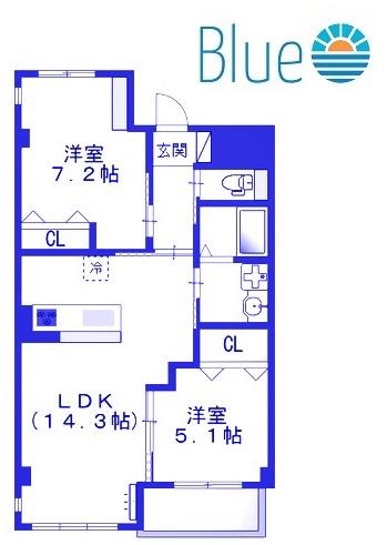 ブルーム東寺尾(2LDK/3階)の間取り写真
