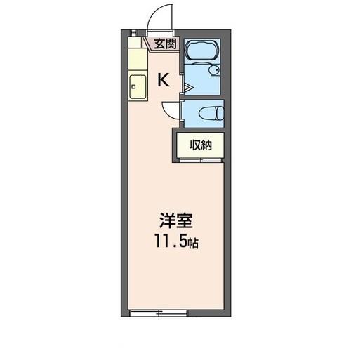 みどり野ハイツ(ワンルーム/1階)の間取り写真