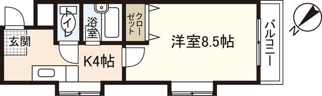 コンフォート祇園(1K/3階)の間取り写真