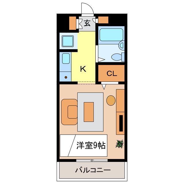ヴィラージュ ミュゲ(1K/3階)の間取り写真