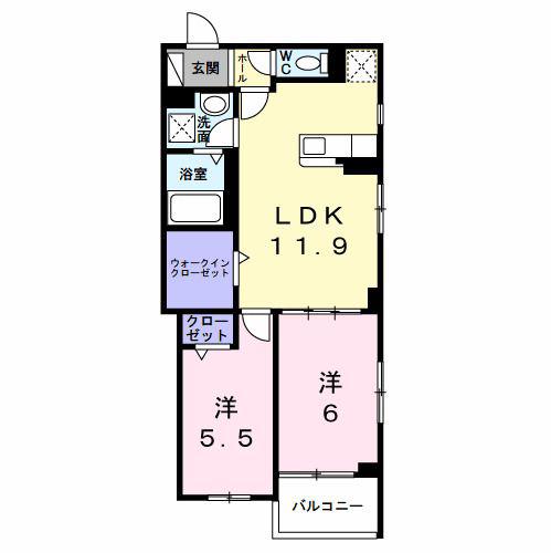 スピカテラス(2LDK/3階)の間取り写真
