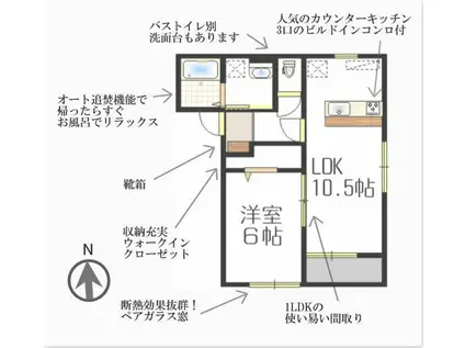 PRIMROSE船岡B(1LDK/1階)の間取り写真
