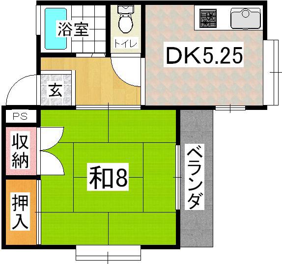 コーポ U(1DK/2階)の間取り写真