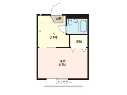 メゾン城田A(1K/2階)の間取り写真