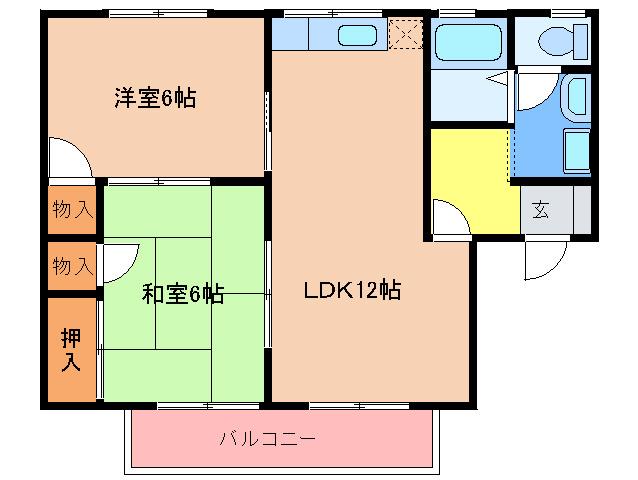 セジュール福間A棟(2LDK/1階)の間取り写真