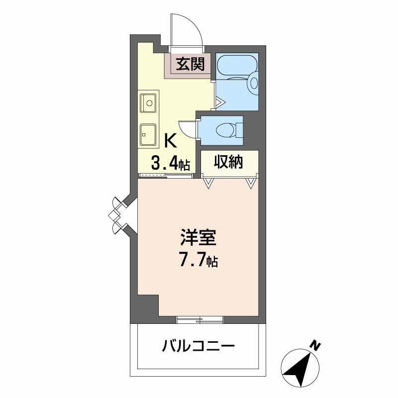 浜中マンション(1K/2階)の間取り写真