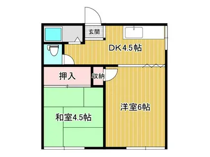 江本ハイツA(2K/2階)の間取り写真
