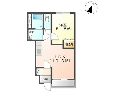 グランディールI(1LDK/1階)の間取り写真