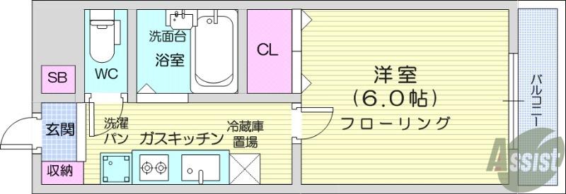 CITY SPIRE仙台(1K/4階)の間取り写真