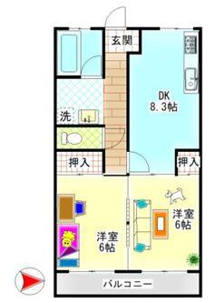 大建アーバンハイツ(2DK/4階)の間取り写真