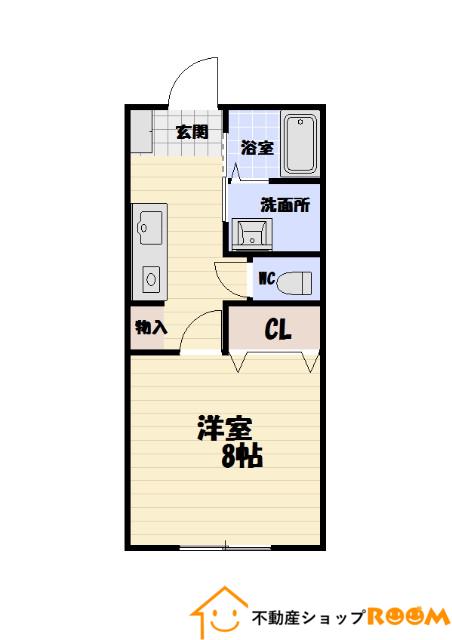 クワコーポ柳川(1K/2階)の間取り写真