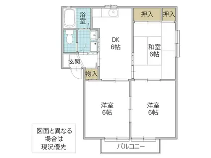 コンフォートハイツ B棟(3DK/2階)の間取り写真