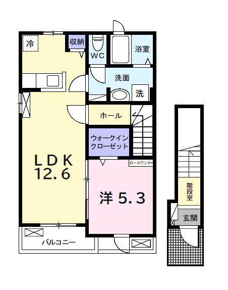 ヒカルサ市原姉ヶ崎イースト(1LDK/2階)の間取り写真