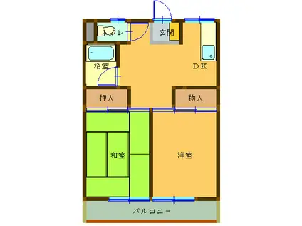 グランデール北上3号棟(2DK/1階)の間取り写真