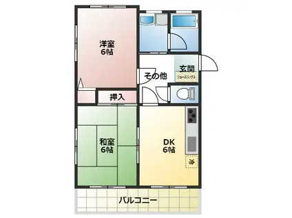 槙島リッチ(2DK/2階)の間取り写真