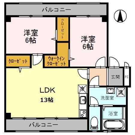 アイリスMT(2LDK/1階)の間取り写真