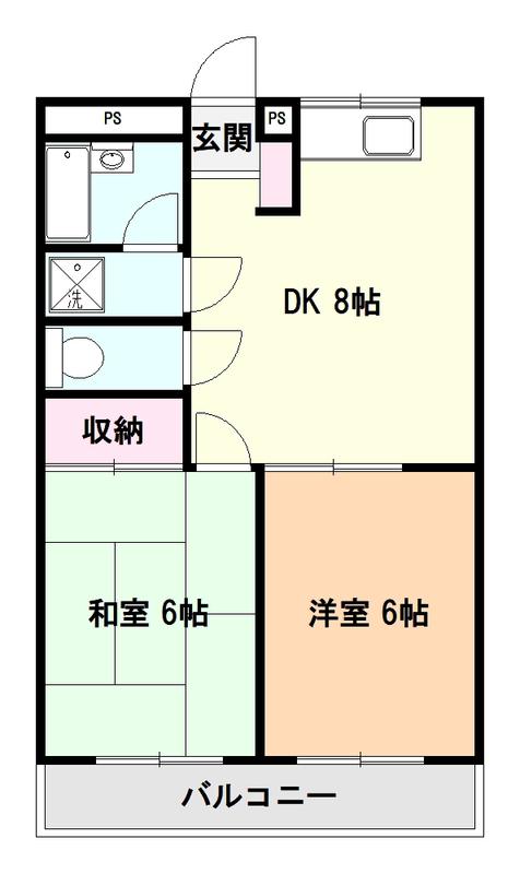 カサブランカI(2DK/2階)の間取り写真