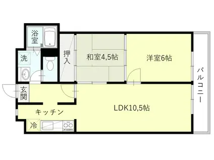 新津レジデンス(2LDK/6階)の間取り写真