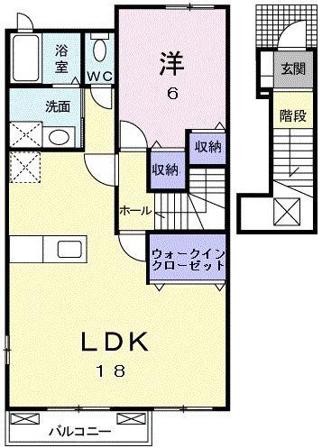 フォンモンターニュIIB(1LDK/2階)の間取り写真