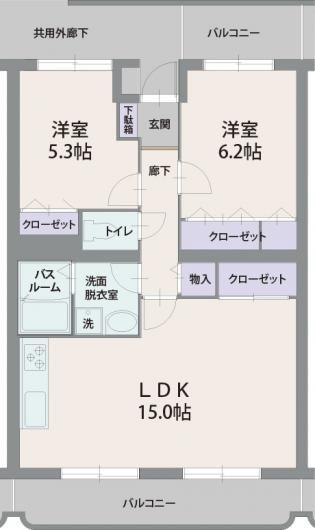 シレンシオパティオ(2LDK/4階)の間取り写真