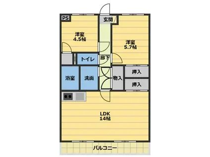 シャルムマスダIII(2LDK/1階)の間取り写真