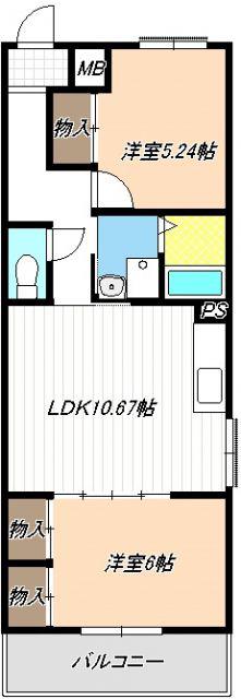 立華マンション(2LDK/1階)の間取り写真