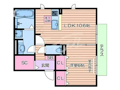 キャトル・メゾン(1LDK/1階)の間取り写真