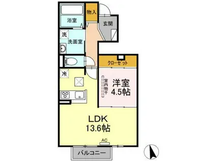 セジュールちさとII(1LDK/1階)の間取り写真