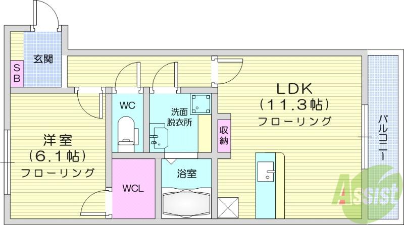 ハッピーホーム3番館(1LDK/3階)の間取り写真