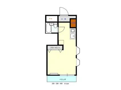 グリーンロードマンション飯田(1K/4階)の間取り写真