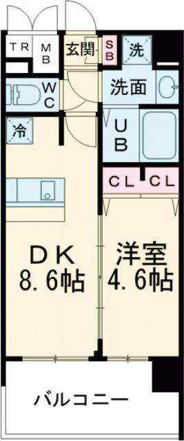 プレサンスKOBEアモーレ(1DK/9階)の間取り写真