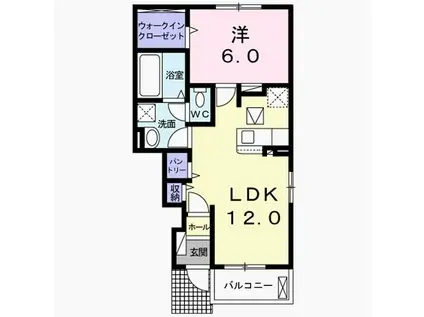 グランレジデンス勝原 B(1LDK/1階)の間取り写真