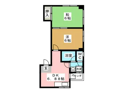 アパートメントオオランド(2DK/3階)の間取り写真