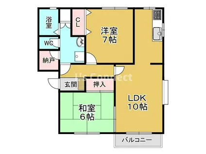 シャトゥK・TII(2LDK/1階)の間取り写真