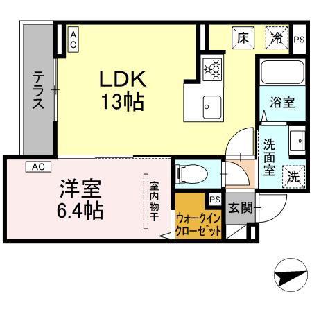 セレスティア祖師谷(1LDK/1階)の間取り写真
