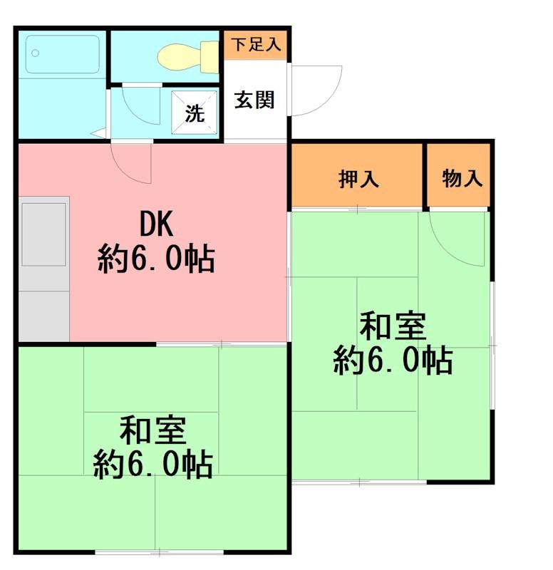 リトル王(2DK/1階)の間取り写真