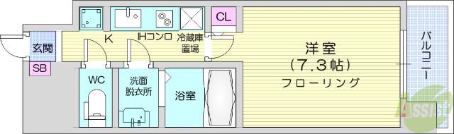 HF仙台本町レジデンス(1K/3階)の間取り写真
