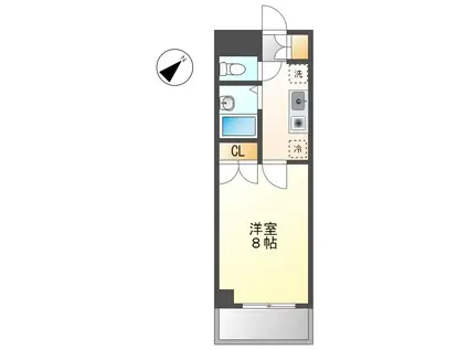 プロビデンス川原通(1K/1階)の間取り写真