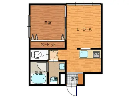 リコーヒルズ 庄内町余目字土堤下(1LDK/1階)の間取り写真